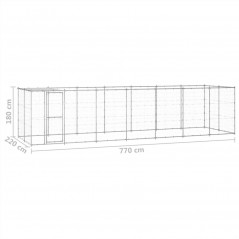 Outdoor dog kennel in galvanized steel with roof 16.94 m²