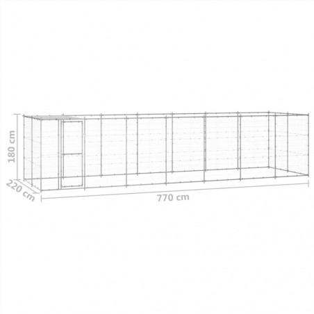 Canil externo em aço galvanizado com cobertura 16,94 m²