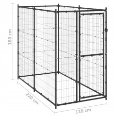 Outdoor steel dog kennel 110x220x180 cm