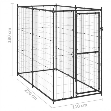 Ατσάλινο κυνοκομείο εξωτερικού χώρου 110x220x180 cm