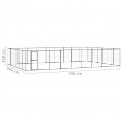 Zewnętrzna, stalowa buda dla psa o powierzchni 65,34 m²