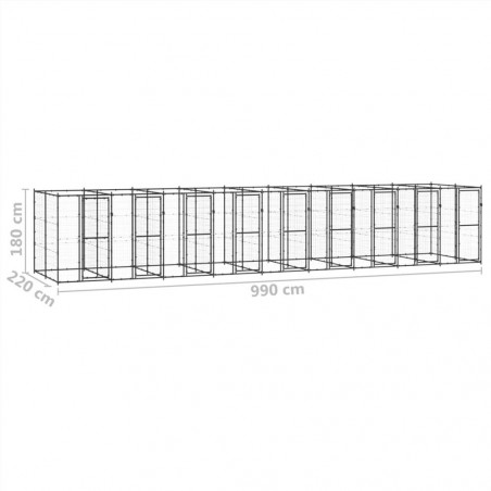 Canisa de exterior din oțel pentru câini 21,78 m²