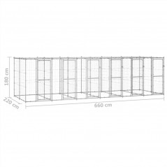 Outdoor dog kennel in galvanized steel with roof 14.52 m²