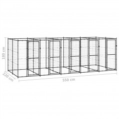 Zewnętrzna, stalowa buda dla psa o powierzchni 12,1 m²