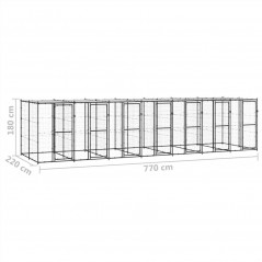 Zewnętrzna, stalowa buda dla psa z dachem o powierzchni 16,94 m²