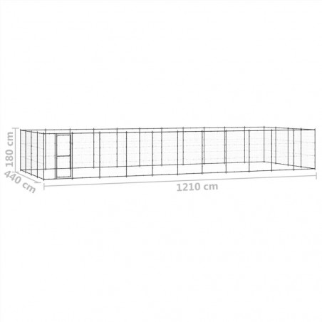 Canisa de exterior din oțel pentru câini 53,24 m²