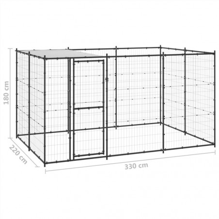 Outdoor steel dog kennel with roof 7.26 m²