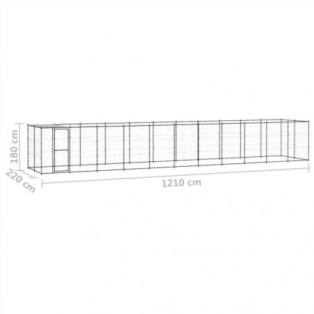 Canisa de exterior din oțel pentru câini cu acoperiș 26,62 m²