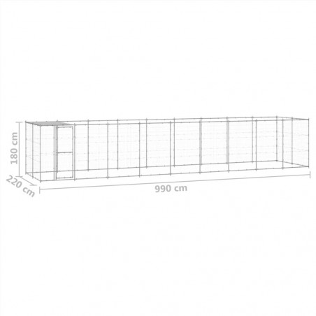 Canil externo em aço galvanizado com cobertura 21,78 m²