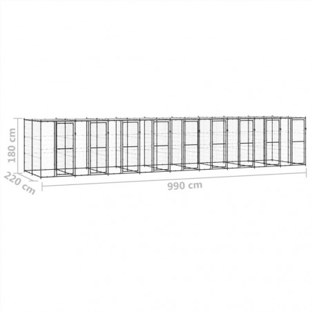 Outdoor-Hundezwinger aus Stahl mit Dach, 21,78 m²