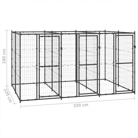 Caseta para perros de exterior de acero 7,26 m²