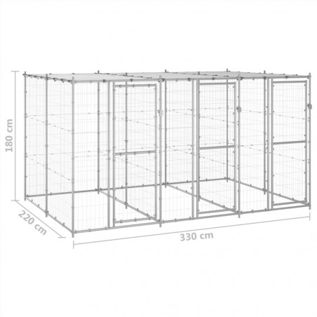 Canil externo em aço galvanizado com cobertura de 7,26 m²