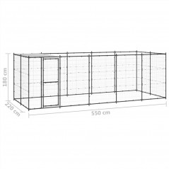 Zewnętrzna stalowa buda dla psa z dachem o powierzchni 12,1 m²