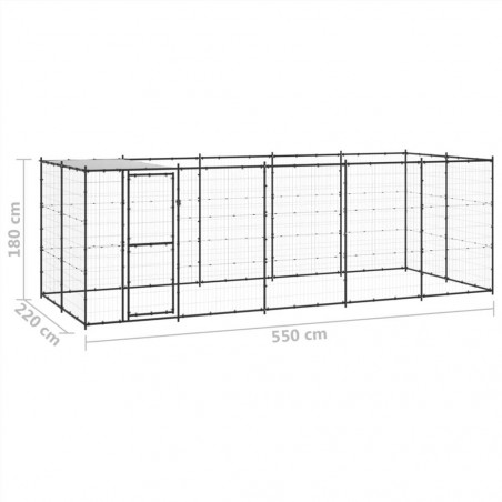 Outdoor-Hundezwinger aus Stahl mit Dach 12,1 m²