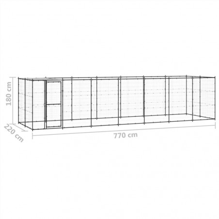 Canisa de exterior din oțel pentru câini cu acoperiș 16,94 m²