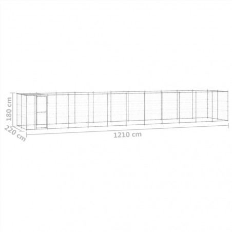 Caseta para perros exterior en acero galvanizado con techo 26,62 m²