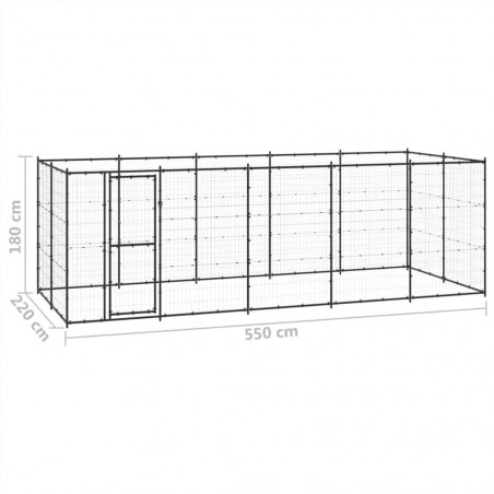 Cuccia per cani da esterno in acciaio 12,1 m²