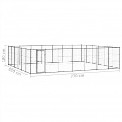 Zewnętrzna, stalowa buda dla psa o powierzchni 50,82 m²