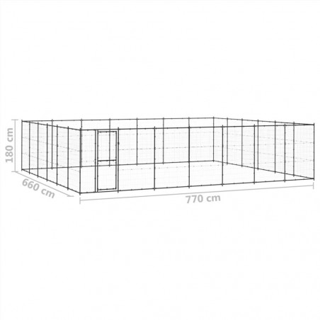 Canisa de exterior din oțel pentru câini 50,82 m²