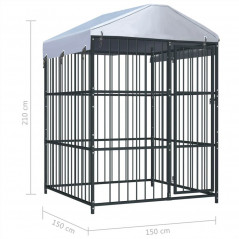 Chenil d'extérieur avec toit 150x150x210 cm