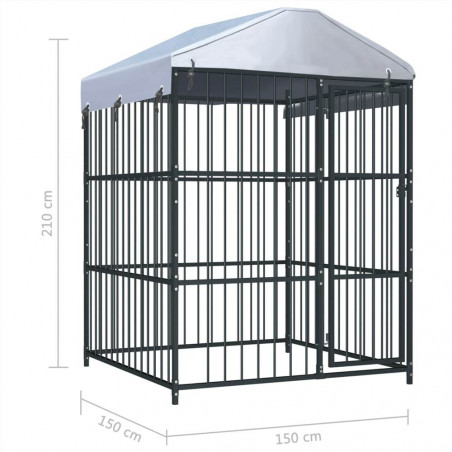 Buitenkennel met dak 150x150x210 cm