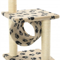 Cat tree with sisal scratching posts 65 cm beige paw print