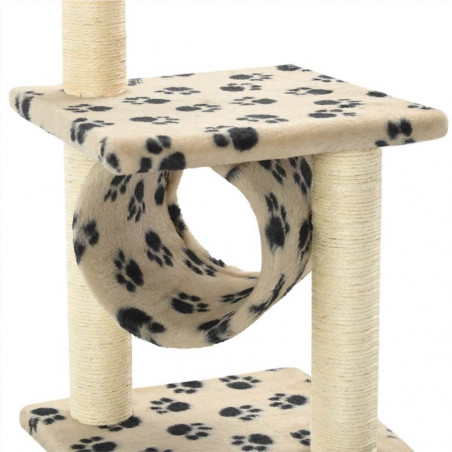 Arbre à chat avec griffoirs en sisal 65 cm beige empreinte de patte