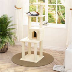 Cat tree with scratching posts in cream sisal 105 cm
