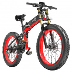 Bicicleta electrica BEZIOR X-PLUS 26in 1500W 40KM/H 48V 17.5Ah baterie rosie