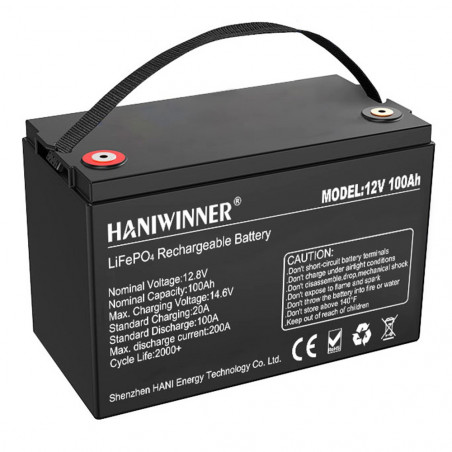 Bateria de lítio HANIWINNER HD009-10 12,8 V 100 Ah LiFePO4