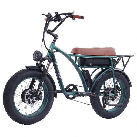 Bicicleta eléctrica GOGOBEST GF750 Plus 20 pulgadas 50 km/h 48 V 17,5 Ah doble motor verde