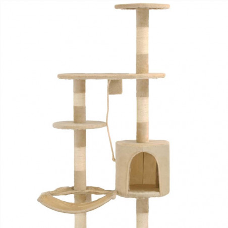 Arbre à chat avec griffoirs en sisal fixé au mur 194 cm beige