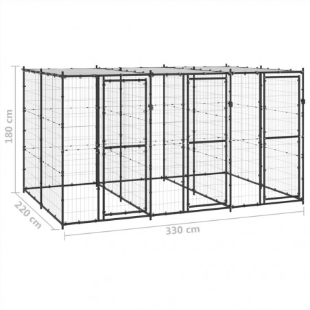 Niche pour chien d'extérieur en acier avec toit 7.26 m²