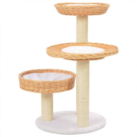 Rascador para gatos con poste de sisal Madera de sauce natural