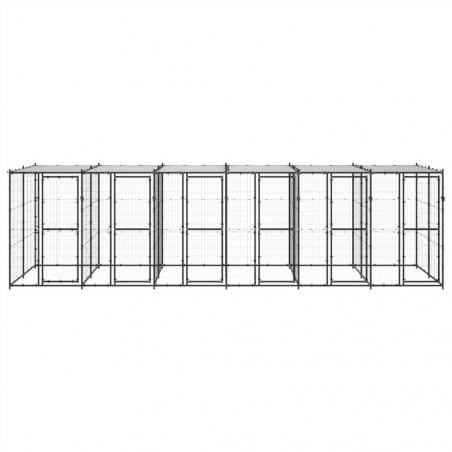 Zewnętrzna, stalowa buda dla psa z dachem o powierzchni 14,52 m²