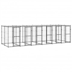 Outdoor steel dog kennel with roof 14.52 m²