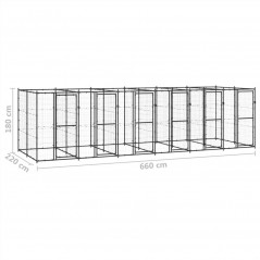 Zewnętrzna, stalowa buda dla psa o powierzchni 14,52 m²
