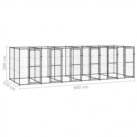 Cuccia per cani da esterno in acciaio 14,52 m²