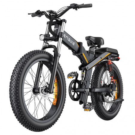 Bicicleta electrica ENGWE X24 - 1000W - 50 km/h - Anvelope 24 inch - Baterie dubla 48V 29.2Ah - Culoare Neagra