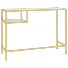 Computer Desk White and Gold 100x36x74 cm Glass