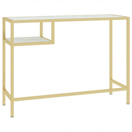 White and Gold Computer Desk 100x36x74 cm Glass