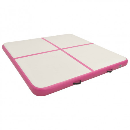 Colchoneta hinchable de gimnasia con bomba 200x200x20 cm PVC rosa