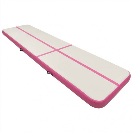 Inflatable gymnastics mat with pump 800x100x15 cm PVC Pink