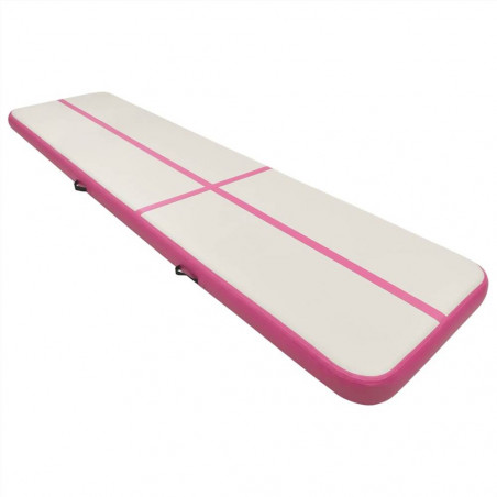 Felfújható gimnasztikai szőnyeg pumpával 800x100x15 cm PVC rózsaszín