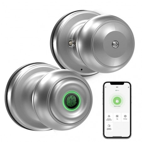 Geek Chef GeekTale K01-02 Smart Fingerprint Door Knob Matte Silver