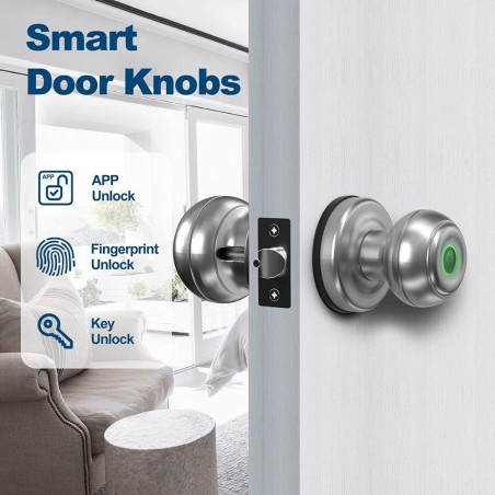 Geek Chef GeekTale K01-02 Smart Fingerprint Door Knob Matte Silver