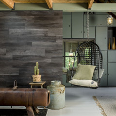 WallArt Wood Look Planks Barn Oak Μαύρο ανθρακί