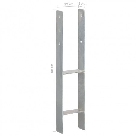 Anclajes para valla 6uds Plata 12x6x60 cm Acero Galvanizado