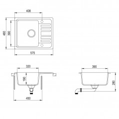 Gray Single Basin Granite Kitchen Sink