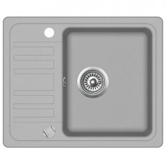 Fregadero de cocina de granito de un solo lavabo gris